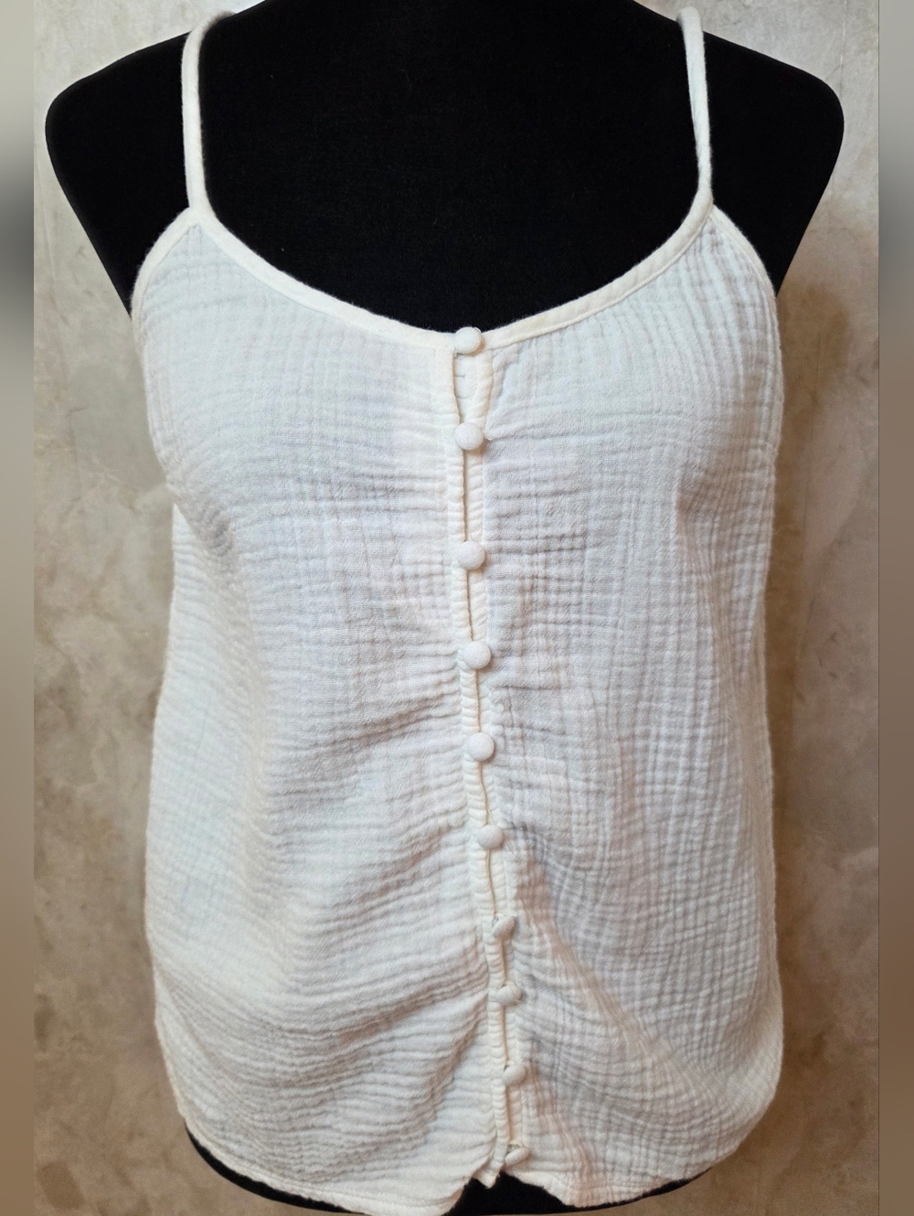 Dolan Left Coast Collection White Gauze Tank XS Button Front Cotton Minimal Chic